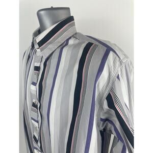 Southpole Y2K Vertical Stripe Button Shirt Cotton Streetwear Long sleeve Size M